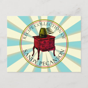 Vintage stove cooking personalised recipe card