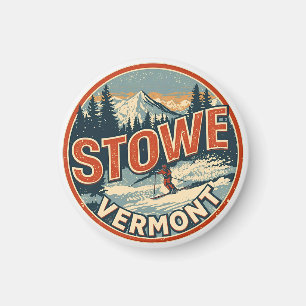 Vintage Stowe, VT outdoor winter trails ski slops Magnet