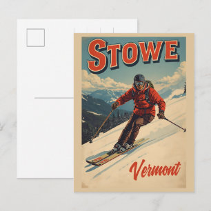 Vintage Stowe, VT outdoor winter trails ski slops  Postcard