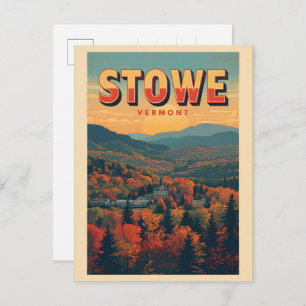 Vintage Stowe, VT outdoor winter trails ski slops  Postcard