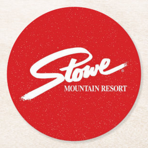 Vintage Stowe, VT outdoor winter trails ski slops Round Paper Coaster