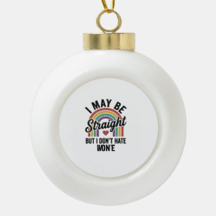 Vintage Straight But Kind Rainbow Pride Shirt_1 Ceramic Ball Christmas Ornament