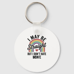 Vintage Straight But Kind Rainbow Pride Shirt_1 Key Ring