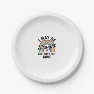 Vintage Straight But Kind Rainbow Pride Shirt_1 Paper Plate