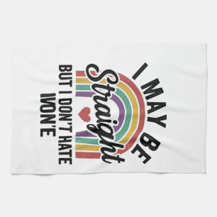 Vintage Straight But Kind Rainbow Pride Shirt_1 Tea Towel