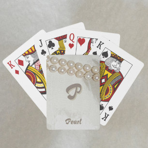 Vintage Strand of Pearls Elegant Monogram and Name Playing Cards