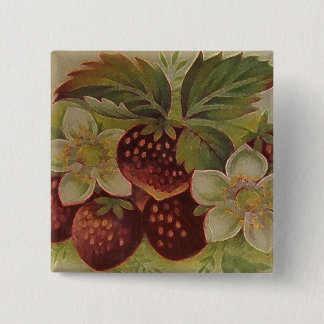 Vintage Strawberries 15 Cm Square Badge