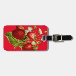 Vintage Strawberries Botanical Illustration Luggage Tag