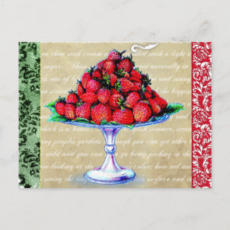 Vintage Strawberries Collage Postcard