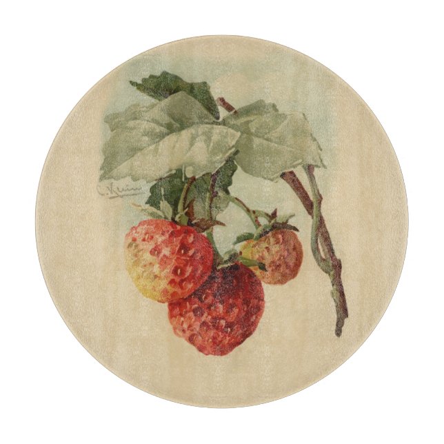 Vintage strawberries cutting board (Front)