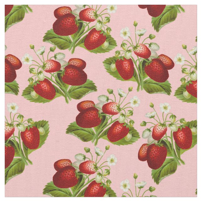 vintage strawberries fabric (Close Up)