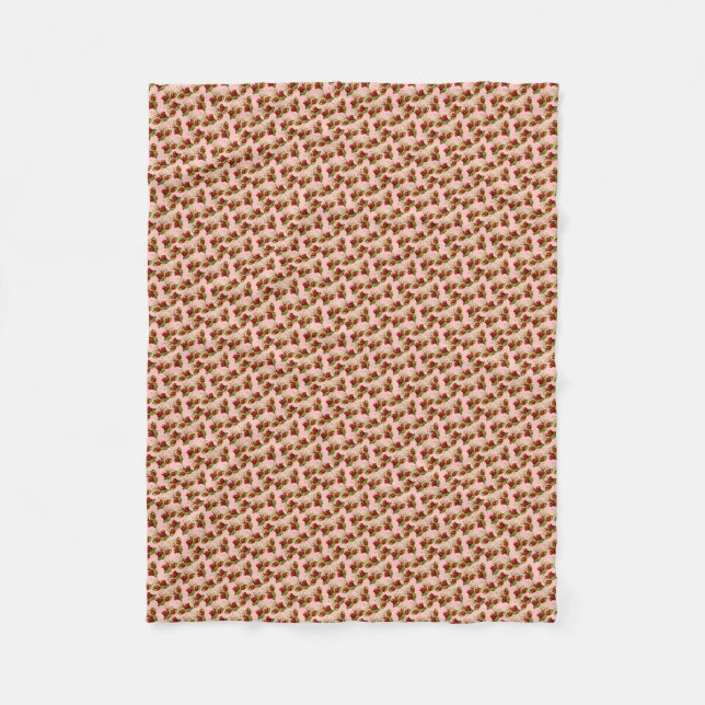 vintage strawberries fleece blanket (Front)