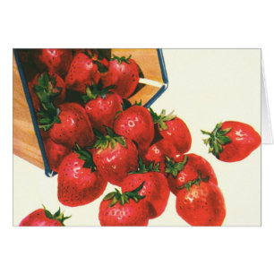 Vintage Strawberries in Basket, Food Fruit Berries