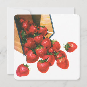 Vintage Strawberries in Basket, Food Fruit Berries