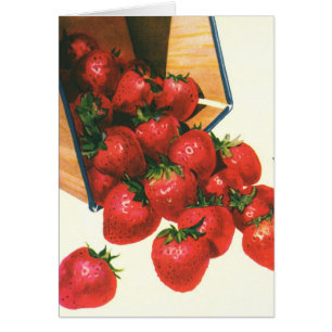 Vintage Strawberries in Basket, Food Fruit Berries