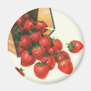 Vintage Strawberries in Basket, Food Fruit Berries Magnet