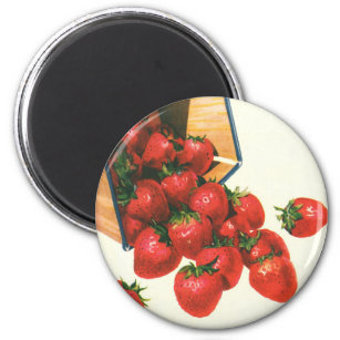 Vintage Strawberries in Basket, Food Fruit Berries Magnet
