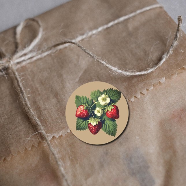 Vintage strawberries no2 classic round sticker (Creator Uploaded)