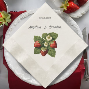 Vintage  strawberries - orchard wedding napkin