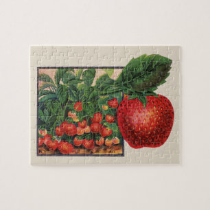 Vintage Strawberries, Strawberry Plants on a Farm Jigsaw Puzzle