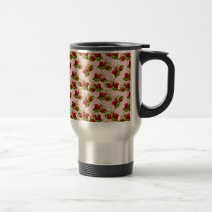 vintage strawberries travel mug