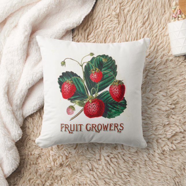 Vintage Strawberries with Leaves Fruit Growers Cushion (Blanket)