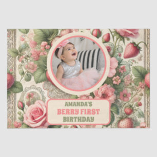 Vintage Strawberry 1st Birthday Party Photo Tissue Paper