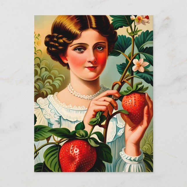 Vintage Strawberry Ad Postcard (Front)