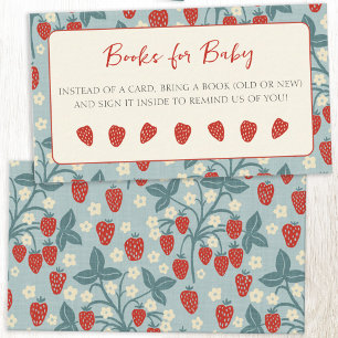 Vintage Strawberry Baby Shower Books for Baby Enclosure Card