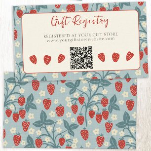 Vintage Strawberry Baby Shower QR Gift Registry Enclosure Card