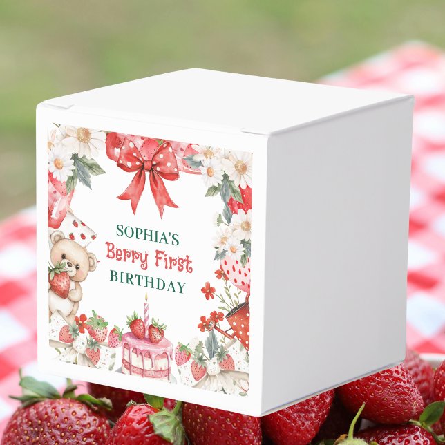 Vintage Strawberry Berry First Birthday  Favour Box (Creator Uploaded)
