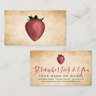 vintage strawberry business card