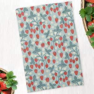 Vintage Strawberry Cottagecore Floral Botanical Tea Towel