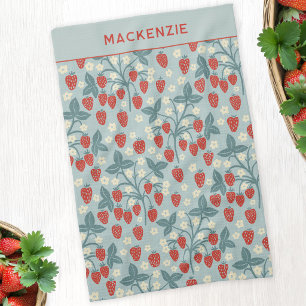 Vintage Strawberry Cottagecore Floral Botanical Tea Towel