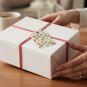 Vintage Strawberry Daisy Botanical Pattern  Gift Tags