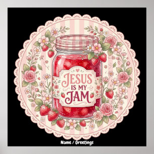 Vintage Strawberry Faith Floral Art Collection Poster