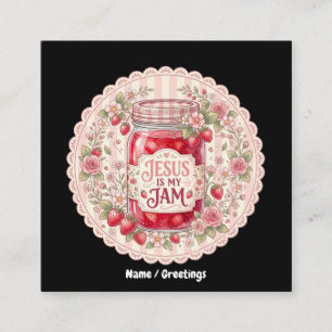 Vintage Strawberry Faith Floral Art Collection Square Business Card