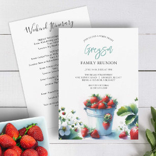 Vintage Strawberry Family Reunion Itinerary Invitation