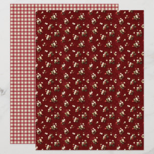 Vintage Strawberry Farm Floral Scrapbook Paper