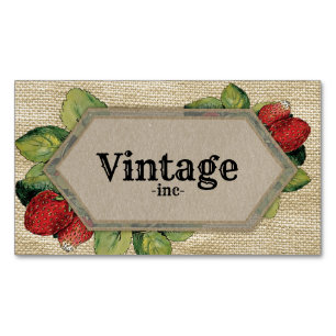 Vintage Strawberry Farmstand Magnetic Business Card