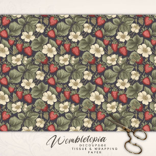 Vintage Strawberry Fields Pattern Decoupage  Tissue Paper