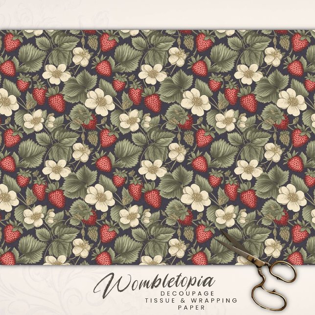 Vintage Strawberry Fields Pattern Decoupage  Tissue Paper (Creator Uploaded)