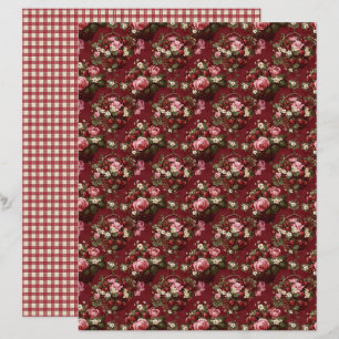 Vintage Strawberry Floral Scrapbook Paper