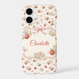 Vintage Strawberry Floral Seamless cottagecore