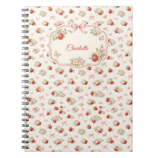 Vintage Strawberry Floral Seamless cottagecore Notebook