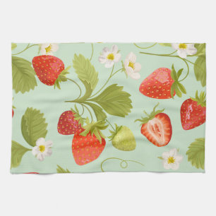 Vintage Strawberry Garden Tea Towel