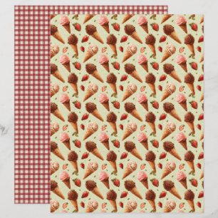Vintage Strawberry Ice Cream Scrapbook Paper