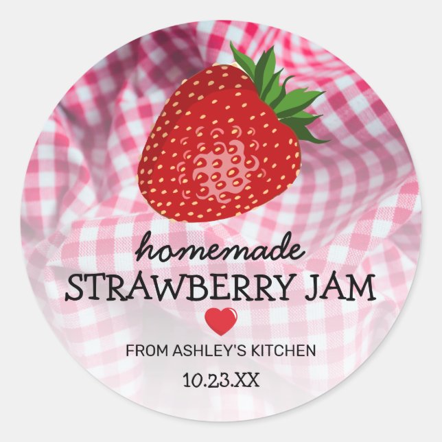 Vintage Strawberry Jam Jar Food Label (Front)