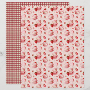 Vintage Strawberry Macaron Scrapbook Paper