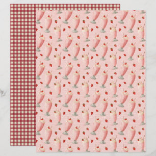Vintage Strawberry Milkshake Scrapbook Paper